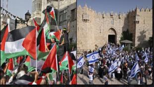 "مسيرة الأعلام" الإسرائيليّة تنطلق في القدس وسط توترات... مواجهات مع فلسطينيّين في مدن عدّة