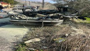 مسيرة اسرائيلية  تستهدف سيارة على  طريق القنيطرة - عقتنيت في قضاء صيدا ومعلومات اولية عن سقوط عدد من الشهداء